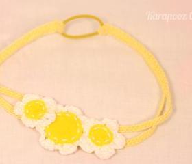 Crochet daisy headband , 6-9 months