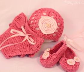 Crochet newborn ballerina/princess set 3-6 months