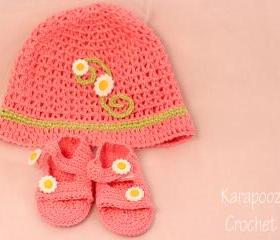 Crochet Baby Hat and sandals set/0-3months/Photo prop/newborn