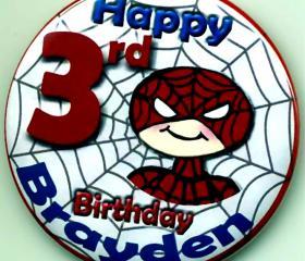 Birthday Party Buttons Siderman Inspired Personalized Buttons Custom Buttons