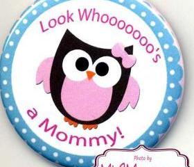 Baby Owl Buttons Personalized Buttons Custom Buttons Baby Shower
