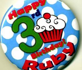 Cupcake Birthday Party Buttons Personalized Buttons Custom Buttons