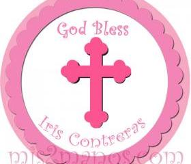 Baptism Stickers Personalized Labels 2 inch Round Favor Tag for Baptism or Christening Stickers Set of 20