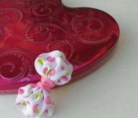 Hair Bows-Small Pink Dots Bow Tie for Little Girls Pink Dots Clip Bow