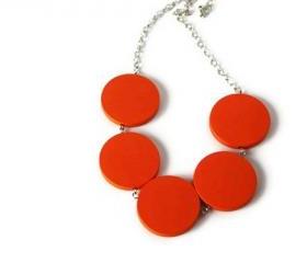 Tango Orange Chunky Necklace. Tangerine Geometric Beaded Necklace