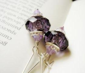 Sparkles of Amethyst Swarovski Crystal and Sterling Silver Ear Wires
