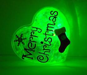 GlowHeart- (Merry Christmas) -christmas gift, gifts for her, stocking stuffer, gift for him, winter party favor