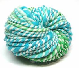Handspun self striping yarn, beyond super bulky in merino wool - 30 yards, 2.0 ounces/ 58 grams