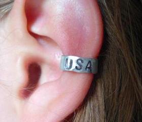 USA Hand Hammered Aluminum Ear Cuff, Summer 2012 Summer Olympics, GO TEAM USA!!!