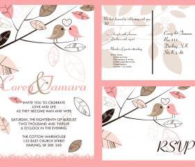50 Personalized Wedding Invitation and matching RSVP set