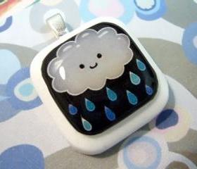 Happy Rain Cloud Resin Pendant