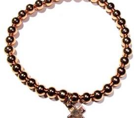 4mm rose gold filled beads with rose vermeil mini Cross