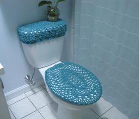 Set of 2 Crochet Covers for Toilet Seat & Toilet Tank Lid, Cozies - Aqua (TSTTL5)