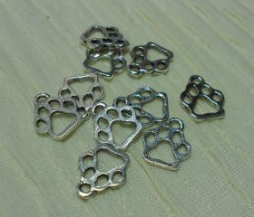 Small Silver Paw Print Charms