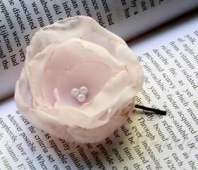 Baby Pink Fabric Flower Bobby Pin - Set of 2