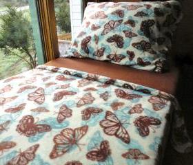 Chilldrens Fleece Blanket Set 'Butterfly Dreams' for Girls Fits Crib & Toddler Beds 