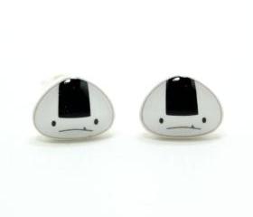 Onigiri Earrings - Sterling Silver Posts Studs Kawaii Cute