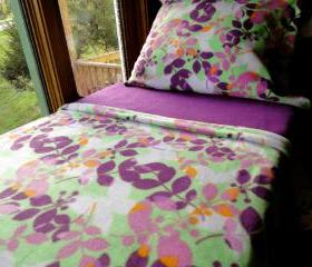 Girls Toddler Fleece Bedding Set 'Spring Butterflies' Handmade Fits Crib and Toddler Beds 