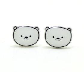 Polar Bear Earrings - Sterling Silver Posts Studs Kawaii Cute