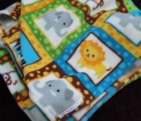 Play Yard Sheet / Blanket Set Fleece Bedding Set for Babies 'Roar... Zoo Animals' Print 