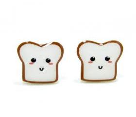 Bread Buddy 1 Toast Earrings - Sterling Silver Posts Studs