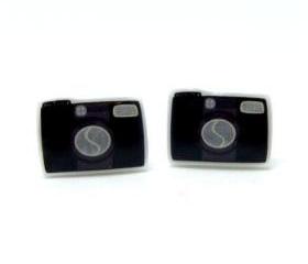 Camera Earrings - Black Sterling Silver Posts Studs