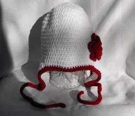  Earflap Hat with Ties and Flower Custom Color and Size