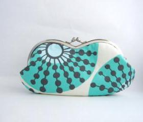 sunglass / eyeglasses case - turquoise flower