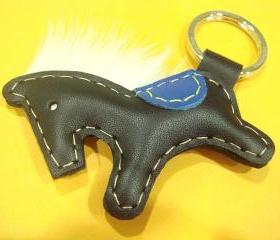 Beon the Horse Leather Keychain ( Black )