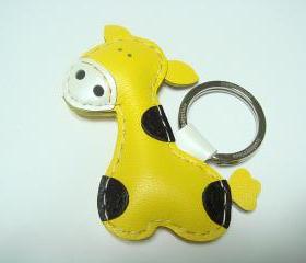 Gil the Giraffe Leather Keychain ( Yellow )