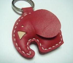 Laura the Elephant Leather Charm ( Red )
