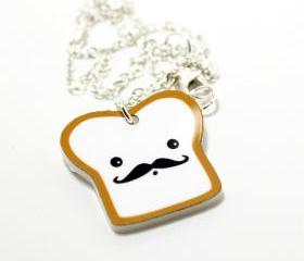 French Toast Acrylic Charm Necklace on Silver Plated Chain