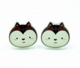 Chipmunk Earrings - Brown Sterling Silver Posts Studs Kawaii Cute