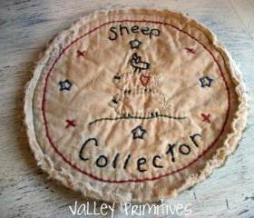 Hand Stitched Sheep Candle Mat