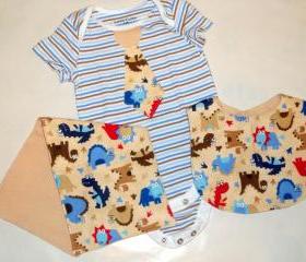 Dinosaur Baby Gift Set - 3 pieces Bodysuit, bib and burp cloth