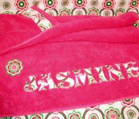 Custom Appliqued Hooded Towel in Pink