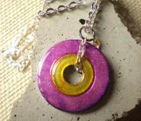 Washer Necklace: Yellow and Purple