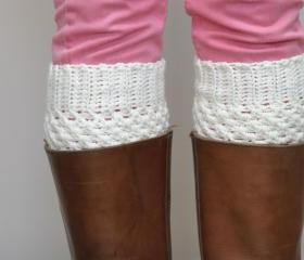 Crochet Boot Cuffs in Cream - Vanilla Cream Boot toppers