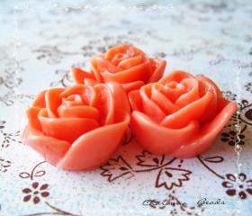 12 Resin Roses Cabochons Flower Accessory 22x22x12mm
