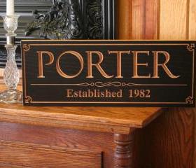 Custom Wedding Gift, Wood Sign Marriage Gift Custom Name Sign Personalized Man Cave Sign Business Sign, 7 x 18 P