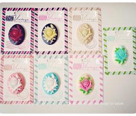 Resin Flower Cabochons Floral Oval Cameo 