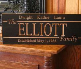 Last Name Sign, Personalized Family Name Sign Marriage Sign Retro Style Sign Carved Wooden Sign Custom Personalized Sign, 7 x 18 E