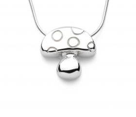 Mushroom - Handmade Sterling Silver Pendant by Purplefish Designs
