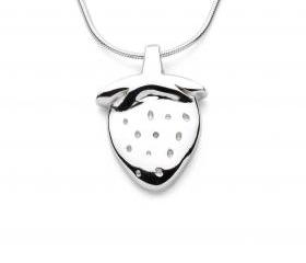 Strawberry - Handmade Sterling Silver Pendant by Purplefish Designs