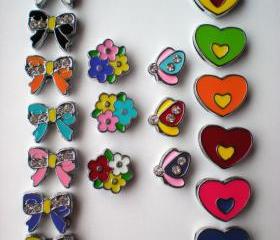 Slide Charms - 8mm - PICK 2 - Stainless Steel - Enamel - Fit Bracelet or Pet Collar