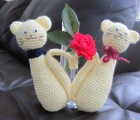 Crochet Cats in Love - pastel yellow - CC1