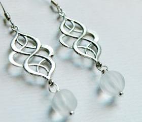 Glass Dangle Earrings-Silver Charm Earrings