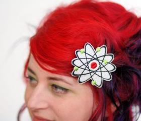 Tattoo Hair Clip, Love Heart Barrette, Red, Yellow, Turquoise and White