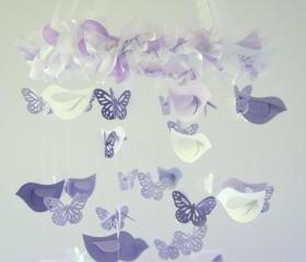 Butterflies & Birds Nursery Mobile, Baby Shower Gift