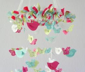 Butterflies & Birds Nursery Mobile, Baby Shower Gift